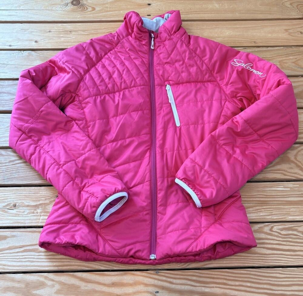 Salomon Women’s Full zip Puffer Jacket Size S Hot Pink M4